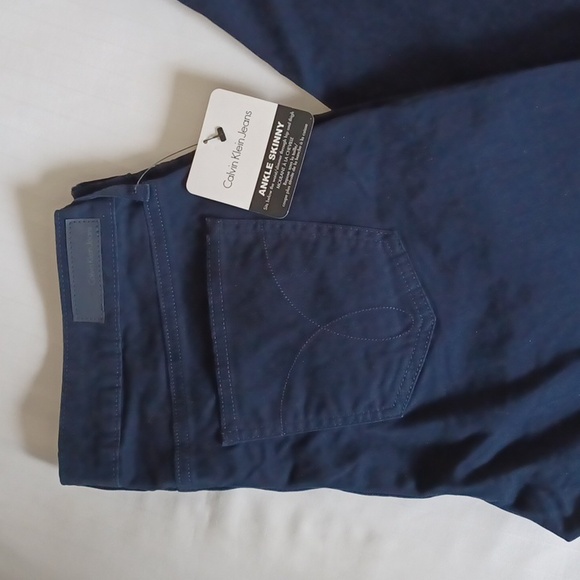 Calvin Klein Jeans Navy "Ankle Skinny" Stretch Cotton Pant NEW- Sz. 10 - Picture 2 of 9